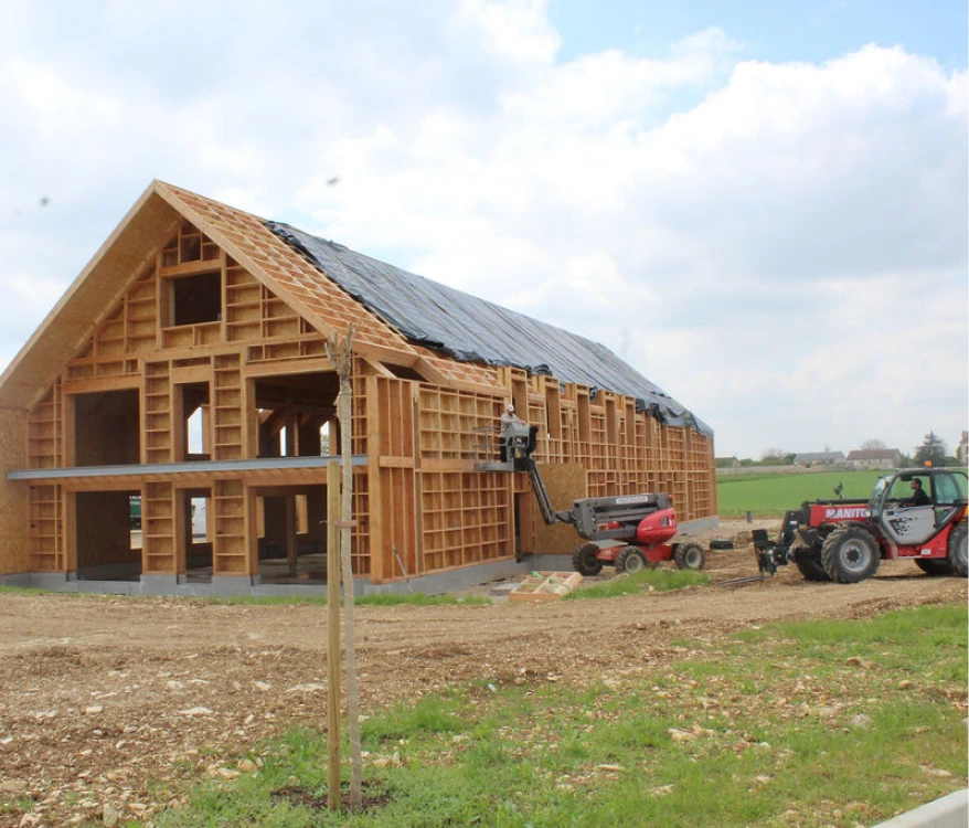 Structure bois pour le projet de construction du Batîment Cocebi